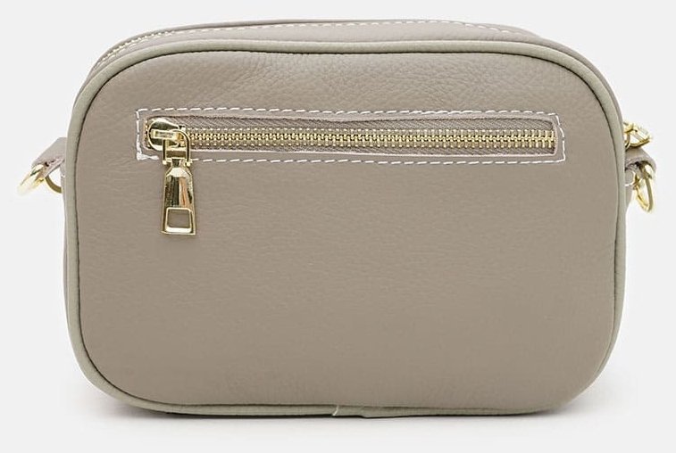 Компактная женская сумка кросс-боди из натуральной фактурной кожи серого цвета Borsa Leather 94675 modnotak фото №3