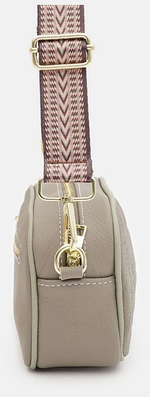 Компактная женская сумка кросс-боди из натуральной фактурной кожи серого цвета Borsa Leather 94675 modnotak фото №4