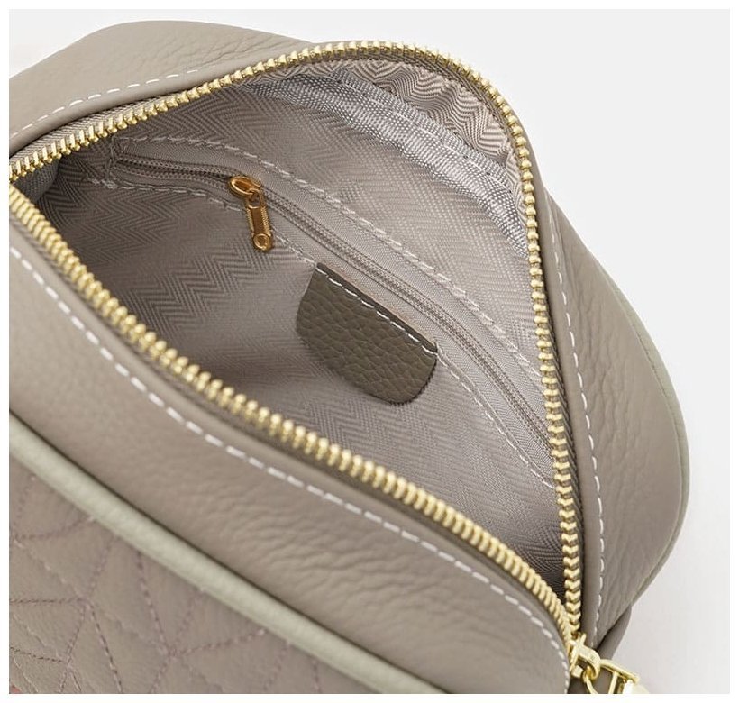 Компактная женская сумка кросс-боди из натуральной фактурной кожи серого цвета Borsa Leather 94675 modnotak фото №5