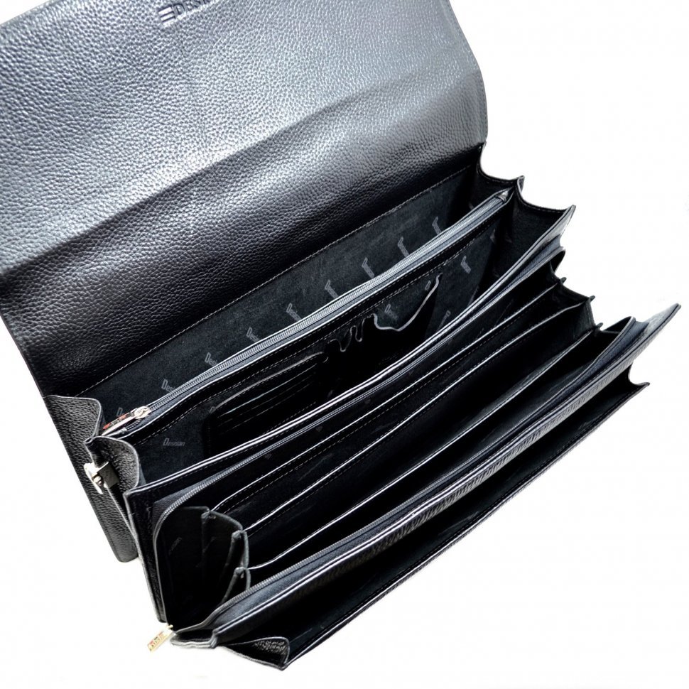 Шкіряний фірмовий портфель чорного кольору Desisan (217-011)