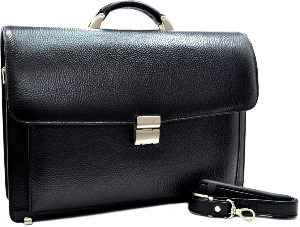 Кожаный фирменный портфель черного цвета Desisan (217-011)
