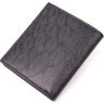 Чоловічий чорний портмоне з натуральної шкіри з малюнком KARYA (2421061) - 2
