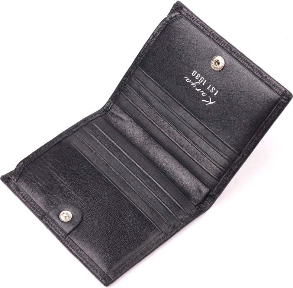Чоловічий чорний портмоне з натуральної шкіри з малюнком KARYA (2421061)