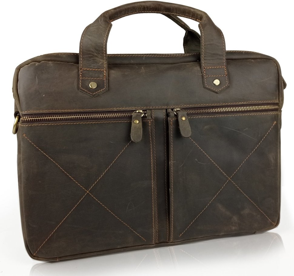 Винтажная сумка для ноутбука коричневая Tiding Bag D4-012R