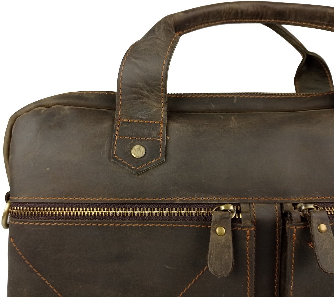 Винтажная сумка для ноутбука коричневая Tiding Bag D4-012R