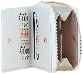 Стильный женский кошелек из фактурной кожи на кнопке Ashwood Y50 белого цвета 95475