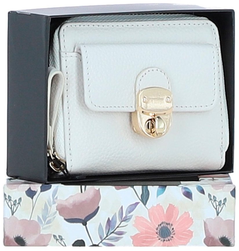 Стильный женский кошелек из фактурной кожи на кнопке Ashwood Y50 белого цвета 95475 modnotak фото №4