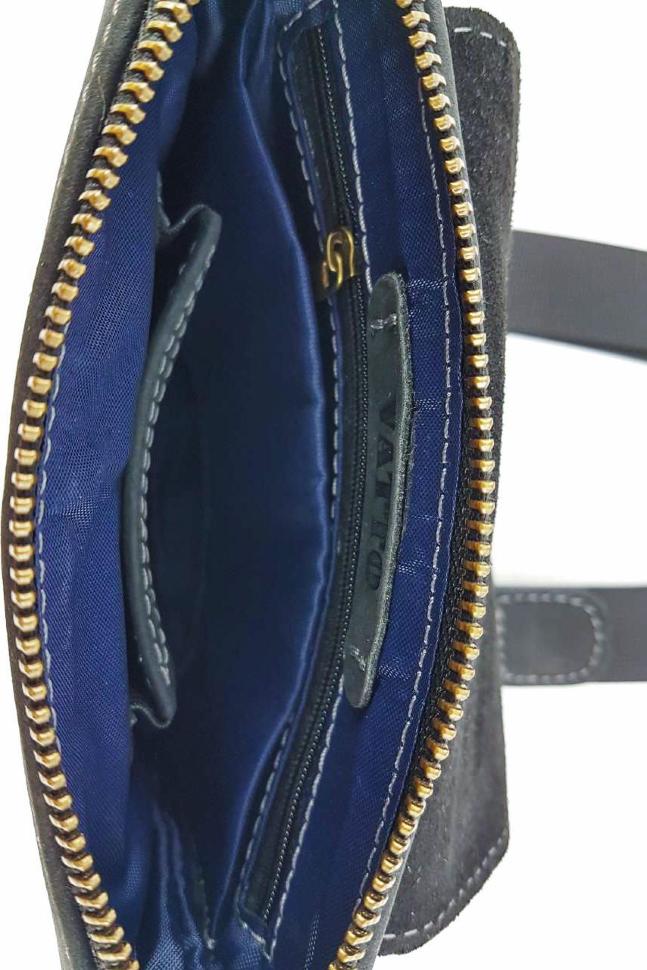 Винтажная мужская наплечная сумка черного цвета с клапаном VATTO (11717)