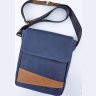 Небольшая наплечная мужская сумка синего цвета с клапаном VATTO (11817) - 4