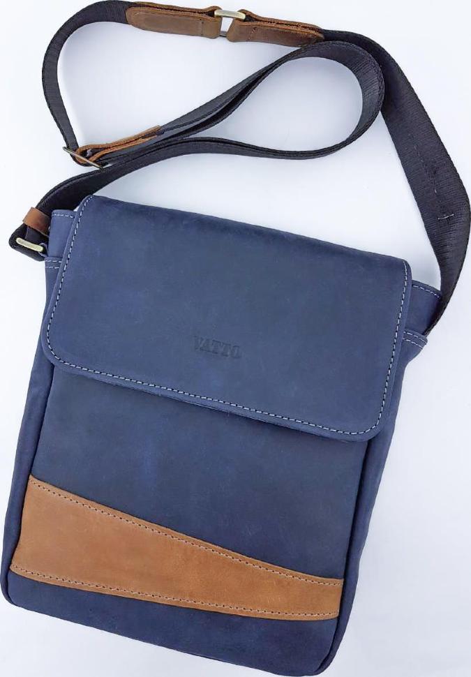 Невелика наплічна чоловіча сумка синього кольору з клапаном VATTO (11817)