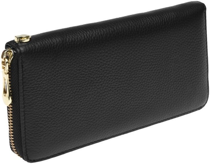 Великий жіночий шкіряний гаманець чорного кольору на зап'ястя Keizer 66275