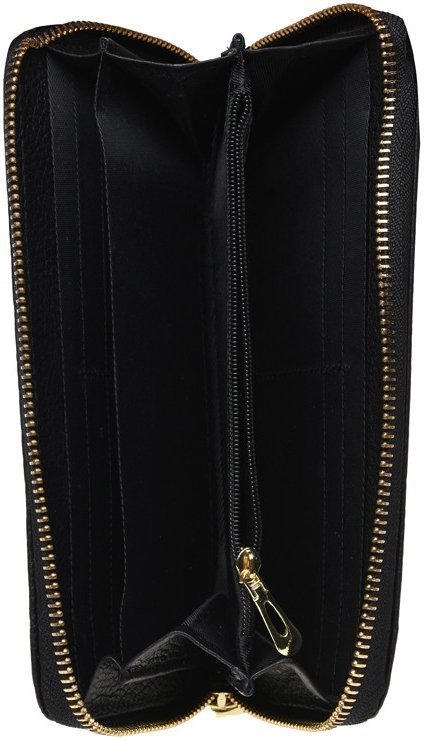 Большой женский кожаный кошелек черного цвета на запястье Keizer 66275