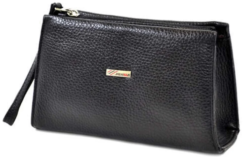 Косметичка из кожи флотар черного цвета с ремешком Desisan 106675 modnotak фото №3