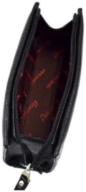 Косметичка из кожи флотар черного цвета с ремешком Desisan 106675