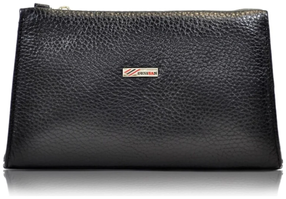 Косметичка из кожи флотар черного цвета с ремешком Desisan 106675 modnotak фото №1