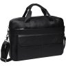 Чоловіча сумка великого розміру під ноутбук та документи з натуральної шкіри чорного кольору Keizer (21336) - 1