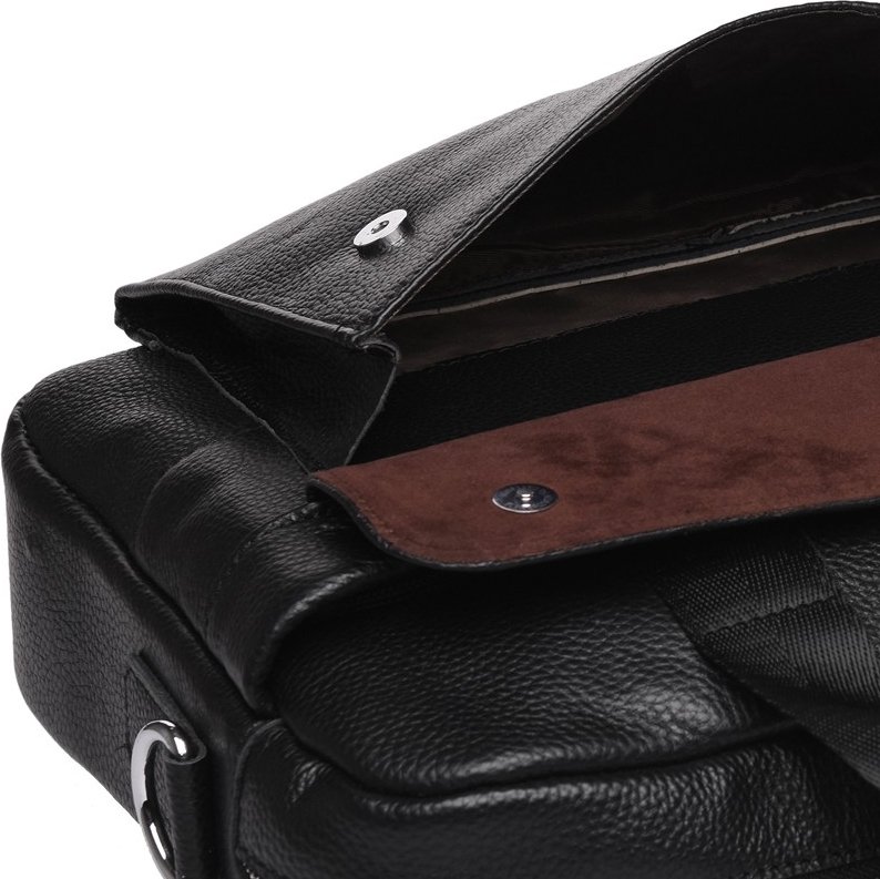 Мужская сумка большого размера под ноутбук и документы из натуральной кожи черного цвета Keizer (21336)
