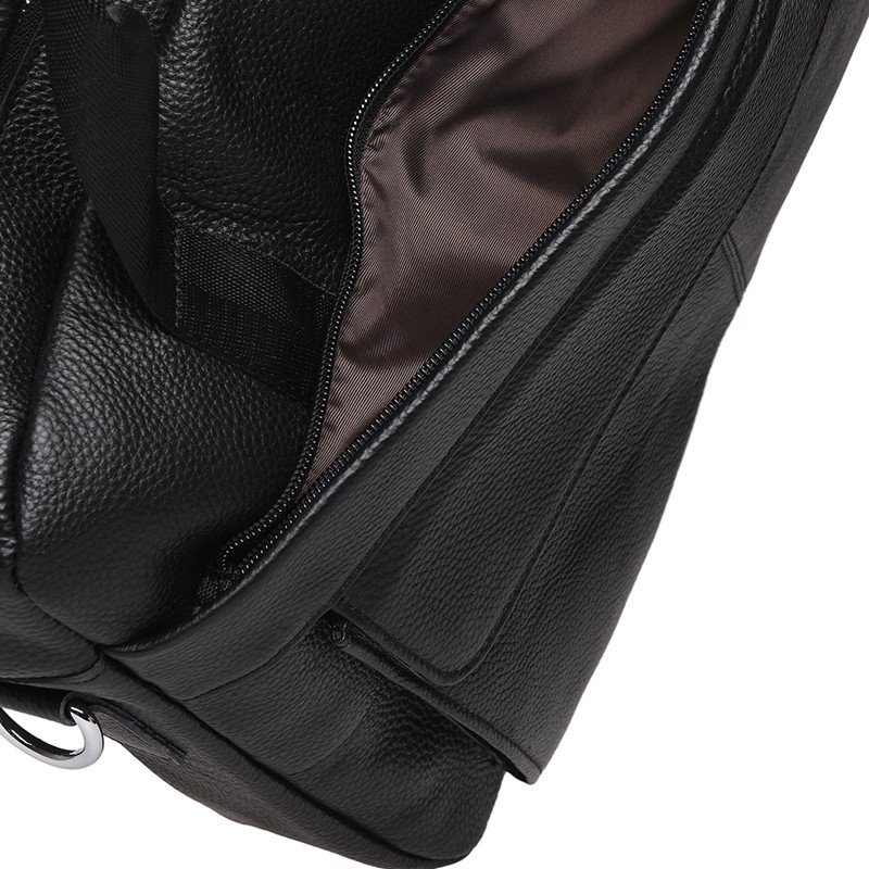 Чоловіча сумка великого розміру під ноутбук та документи з натуральної шкіри чорного кольору Keizer (21336)