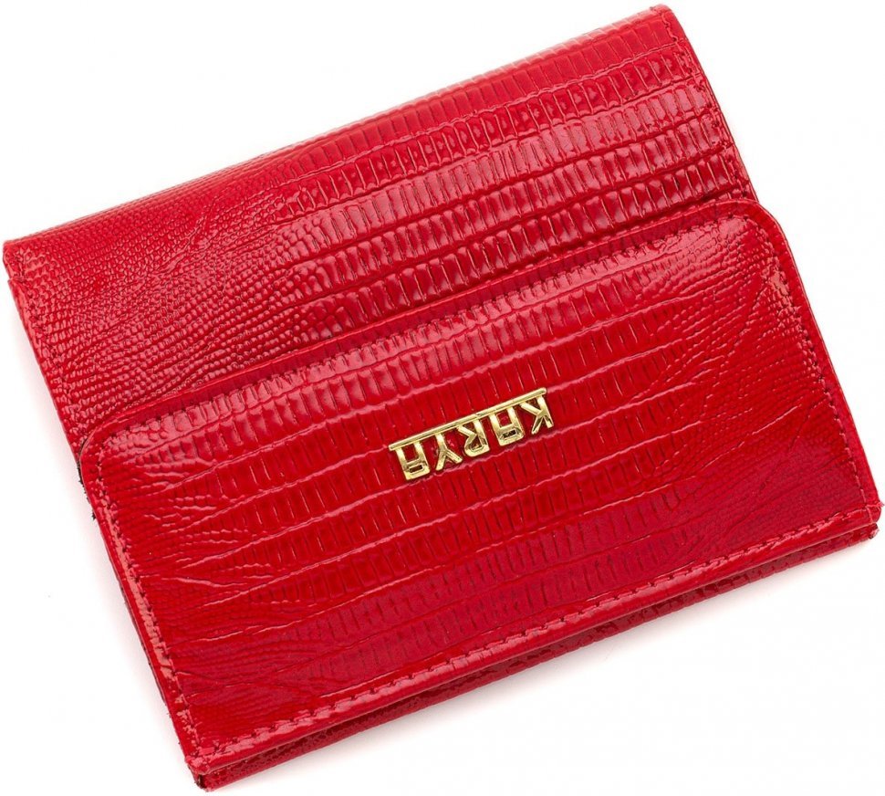 Маленький червоний гаманець з фіксацією на кнопку KARYA (16123)