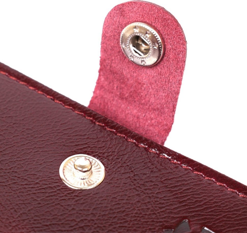 Женский глянцевый кошелек бордового цвета из натуральной кожи Shvigel (2416484)