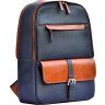 Городской рюкзак из комбинированной кожи рыжего и синего цвета Issa Hara (21150) - 2