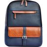 Городской рюкзак из комбинированной кожи рыжего и синего цвета Issa Hara (21150) - 3