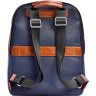 Городской рюкзак из комбинированной кожи рыжего и синего цвета Issa Hara (21150) - 4