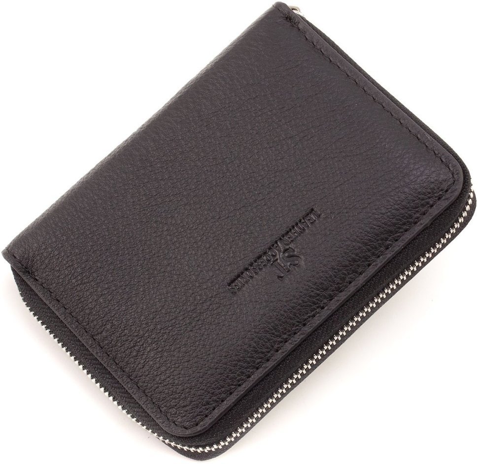 Чорний жіночий гаманець із натуральної шкіри на блискавці ST Leather 1767275