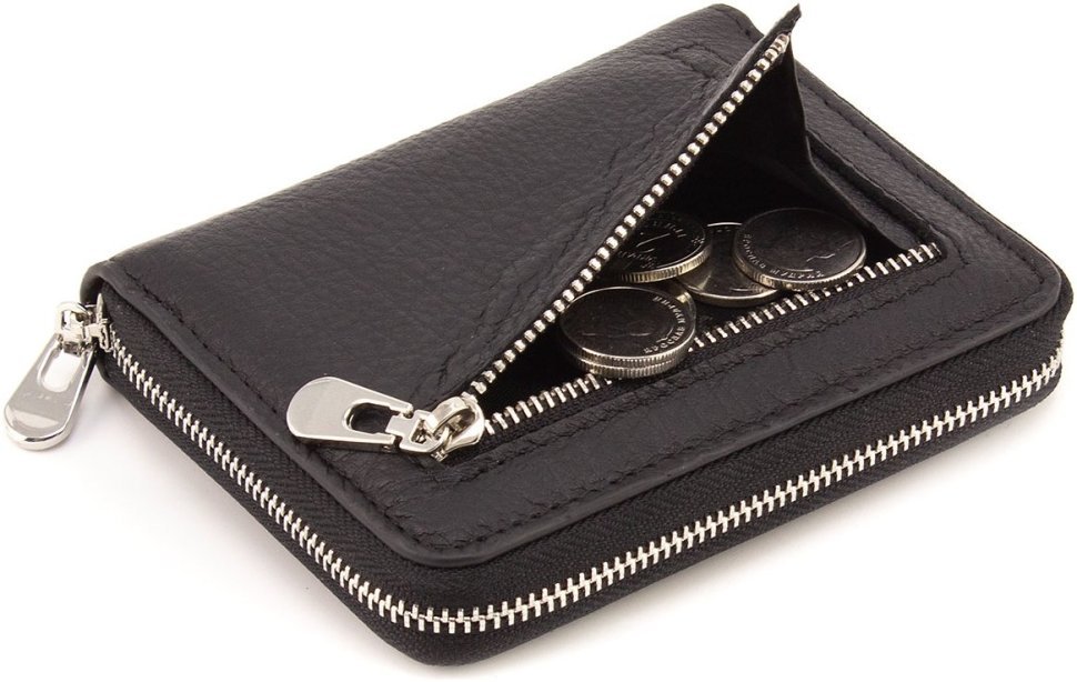 Чорний жіночий гаманець із натуральної шкіри на блискавці ST Leather 1767275