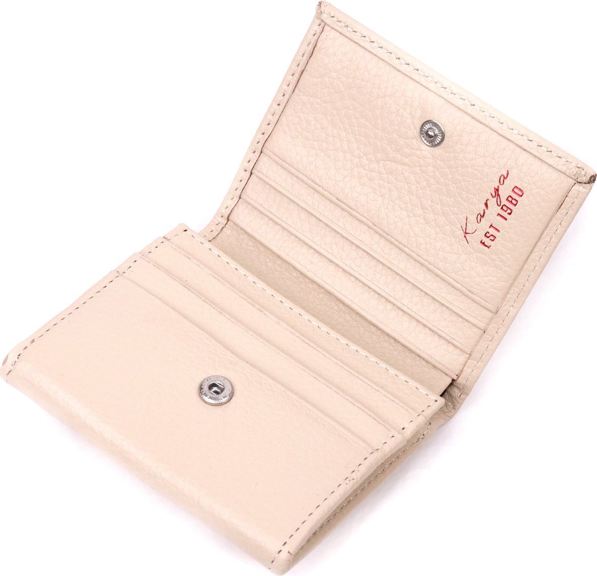 Світло-бежевий жіночий гаманець із натуральної шкіри з монетницею KARYA (2421377)