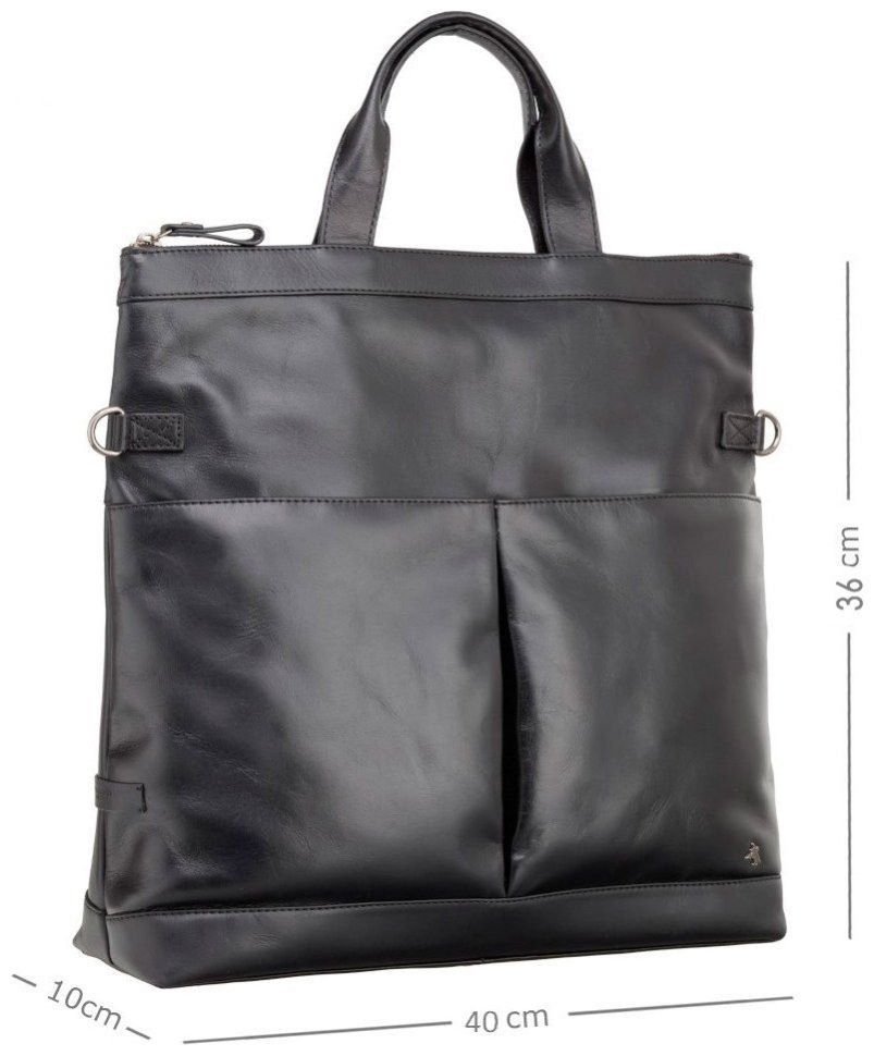 Якісна чоловіча шкіряна сумка чорного кольору для ноутбука до 13 дюймів Visconti Axel 77375
