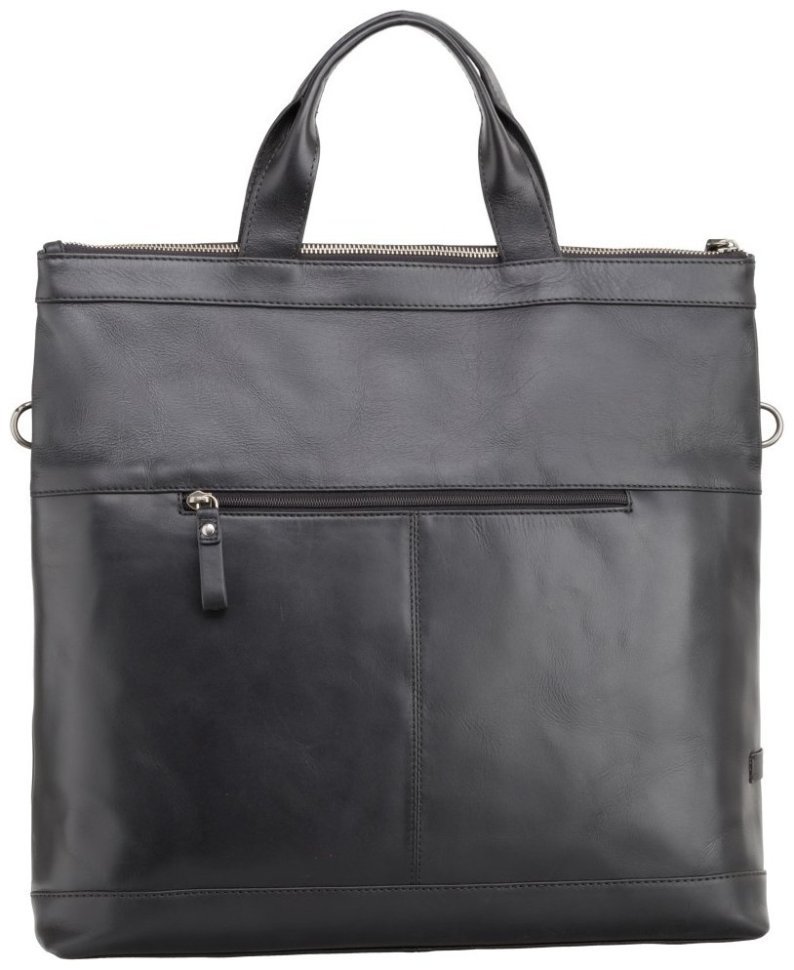 Якісна чоловіча шкіряна сумка чорного кольору для ноутбука до 13 дюймів Visconti Axel 77375