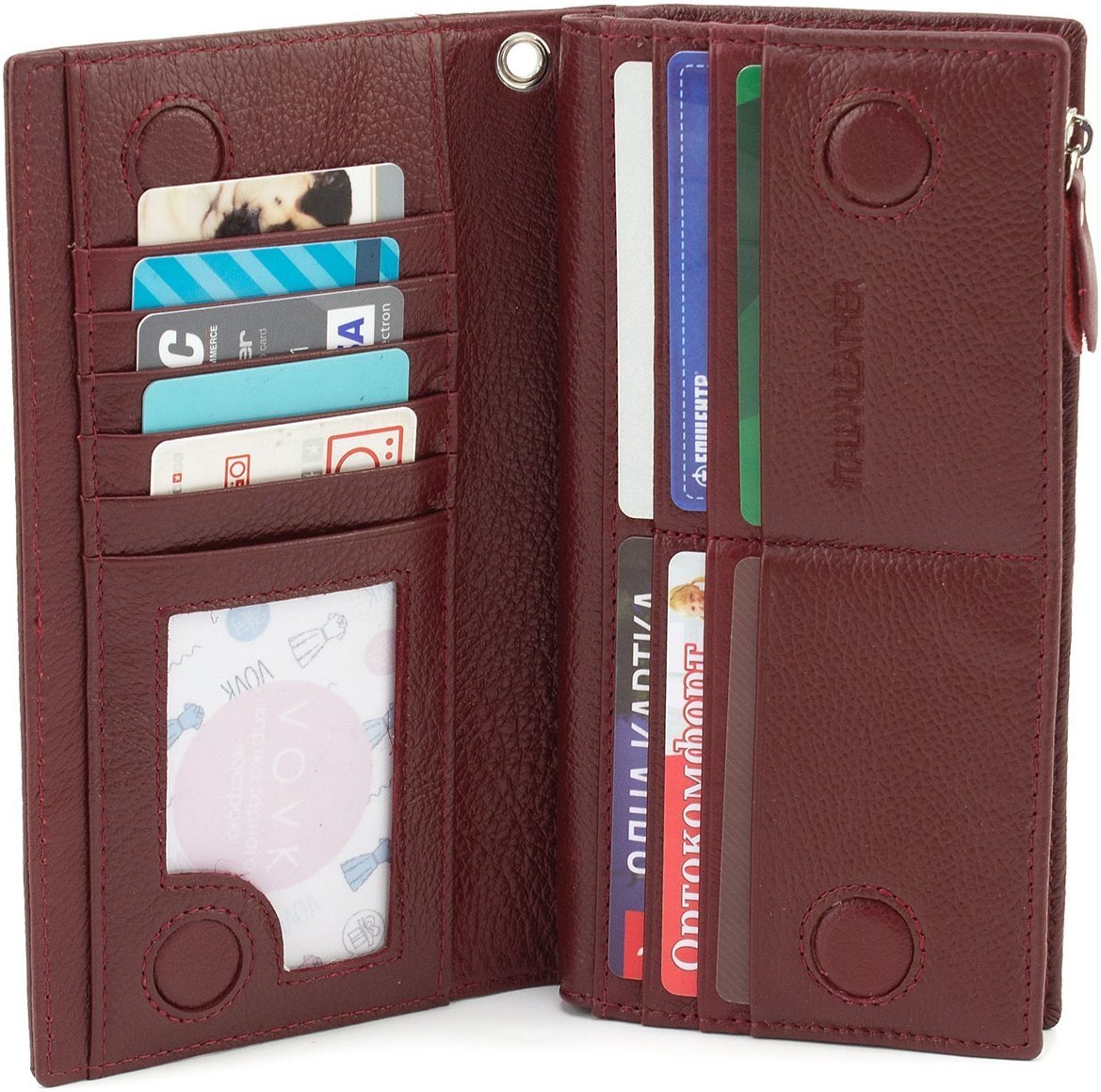 Крупный женский кошелек из натуральной кожи бордового цвета ST Leather 1767475