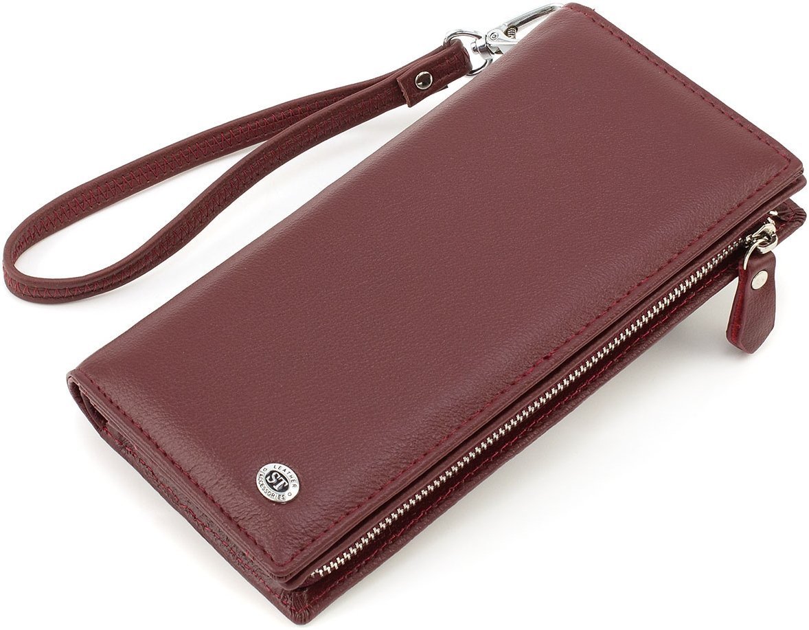 Крупный женский кошелек из натуральной кожи бордового цвета ST Leather 1767475