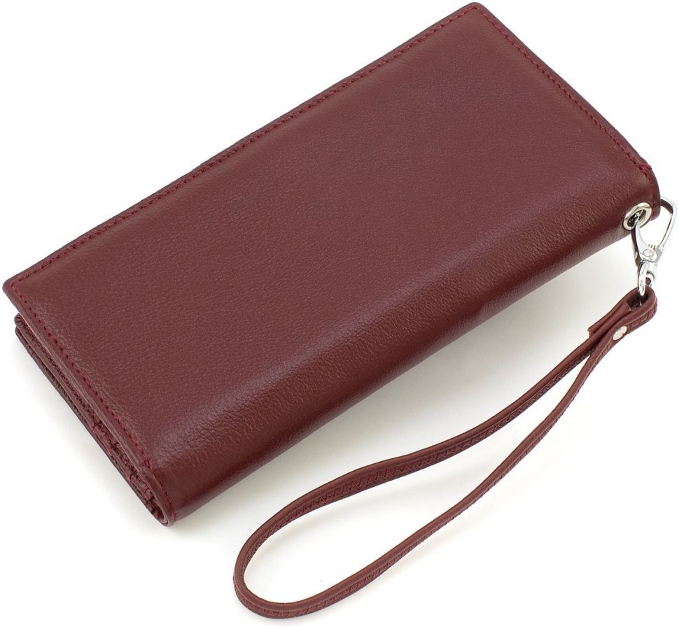 Великий жіночий гаманець із натуральної шкіри бордового кольору ST Leather 1767475