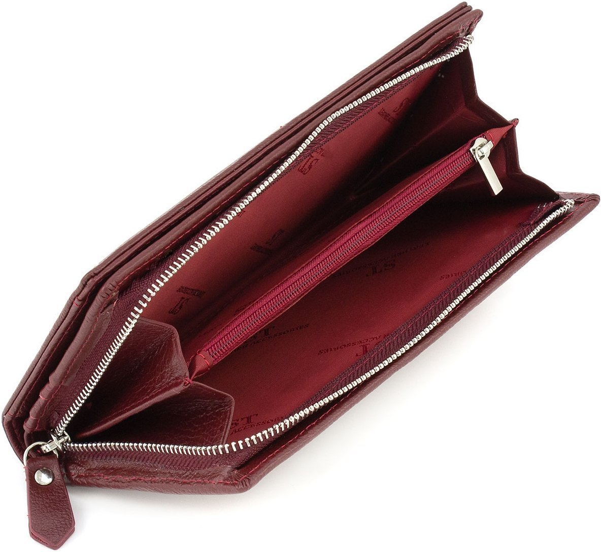 Крупный женский кошелек из натуральной кожи бордового цвета ST Leather 1767475