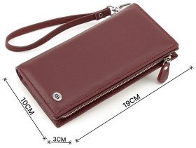 Великий жіночий гаманець із натуральної шкіри бордового кольору ST Leather 1767475