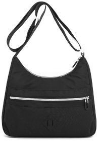 Жіноча тканинна плечова сумка середнього розміру в чорному кольорі Confident 77575