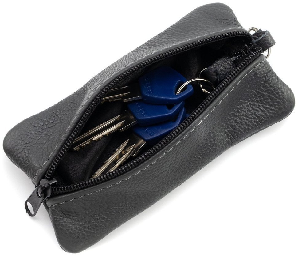 Большая кожаная ключница с двумя отделениями Leather Collection 97775 темно-серого цвета фото №5 Большая кожаная ключница с двумя отделениями Leather Collection 97775 темно-серого цвета modnotak фото №5