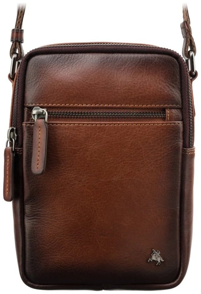 Повседневная сумка из гладкой кожи через плечо коричневого цвета Visconti AT43 Gianni 107975 modnotak фото №1