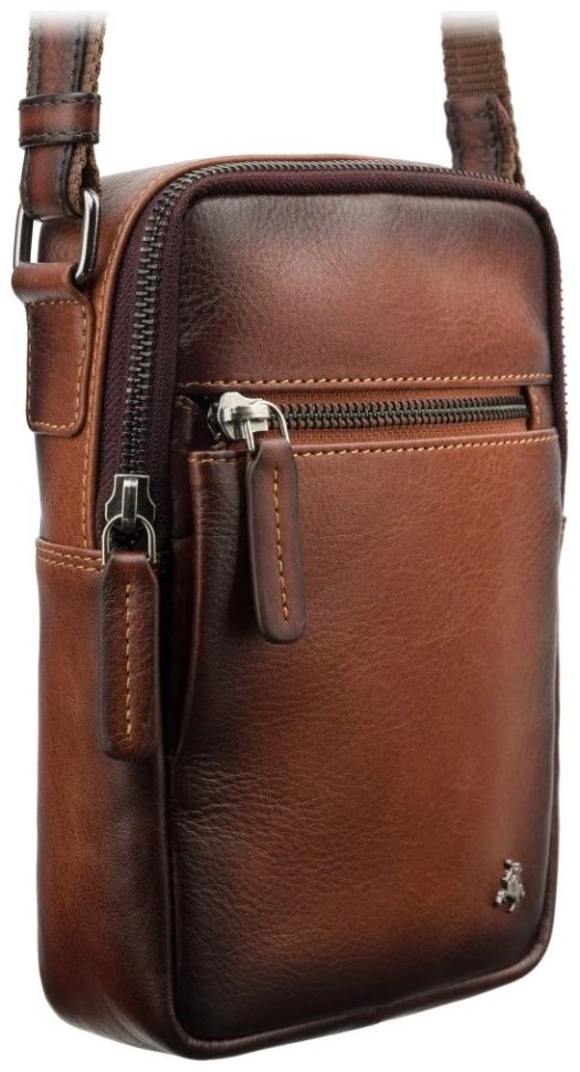 Повседневная сумка из гладкой кожи через плечо коричневого цвета Visconti AT43 Gianni 107975 modnotak фото №2