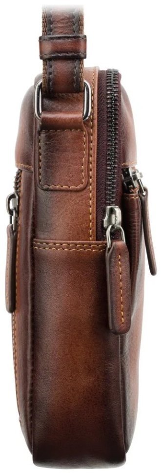 Повседневная сумка из гладкой кожи через плечо коричневого цвета Visconti AT43 Gianni 107975 modnotak фото №3