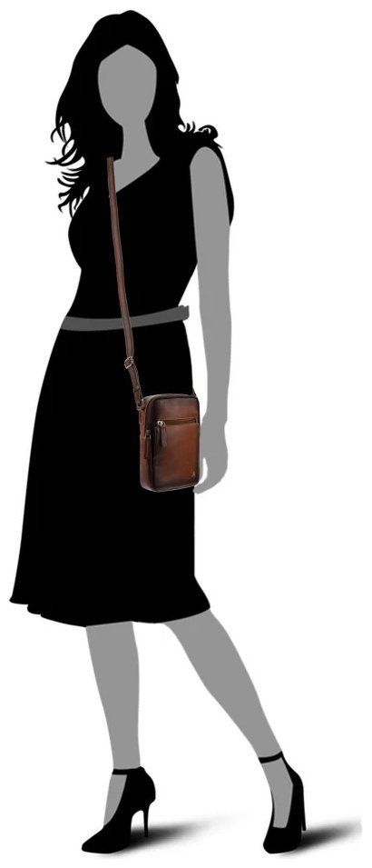 Повседневная сумка из гладкой кожи через плечо коричневого цвета Visconti AT43 Gianni 107975 modnotak фото №8