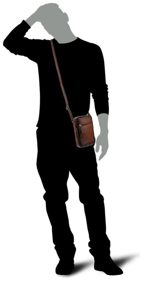 Повседневная сумка из гладкой кожи через плечо коричневого цвета Visconti AT43 Gianni 107975 modnotak фото №9