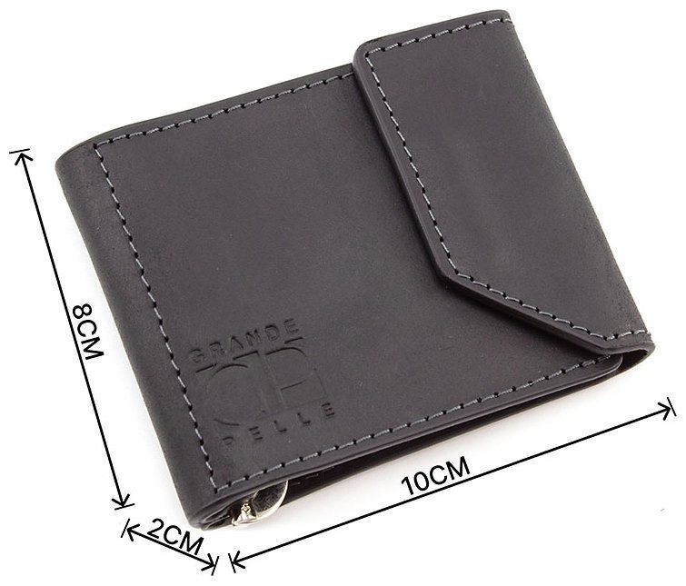 Чорний затиск для грошей з вінтажній шкіри Grande Pelle (13026) modnotak фото №3