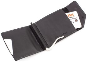 Черный зажим для денег из винтажной кожи Grande Pelle (13026)