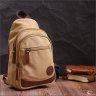 Средняя мужская сумка-рюкзак из плотного текстиля песочного цвета Vintagе 2422178 - 7