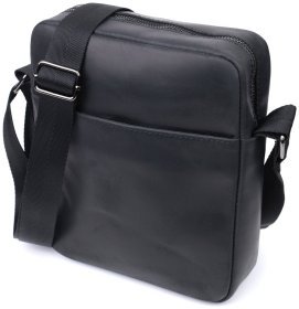 Черная мужская сумка из кожи через плечо Shvigel 2422848