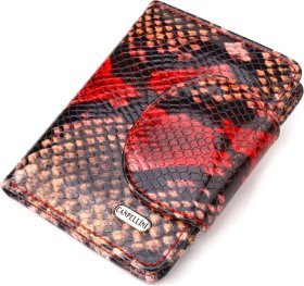 Невеликий жіночий різнокольоровий гаманець із натуральної шкіри з тисненням під змію CANPELLINI (2421667)