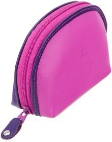 Розово-фиолетовая женская ключница из натуральной кожи на молнии Visconti Malay 68775